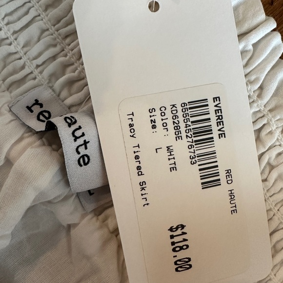 NWT Evereve Tierd Cotton White Lace Maxi Skirt - Size L - Picture 5 of 6